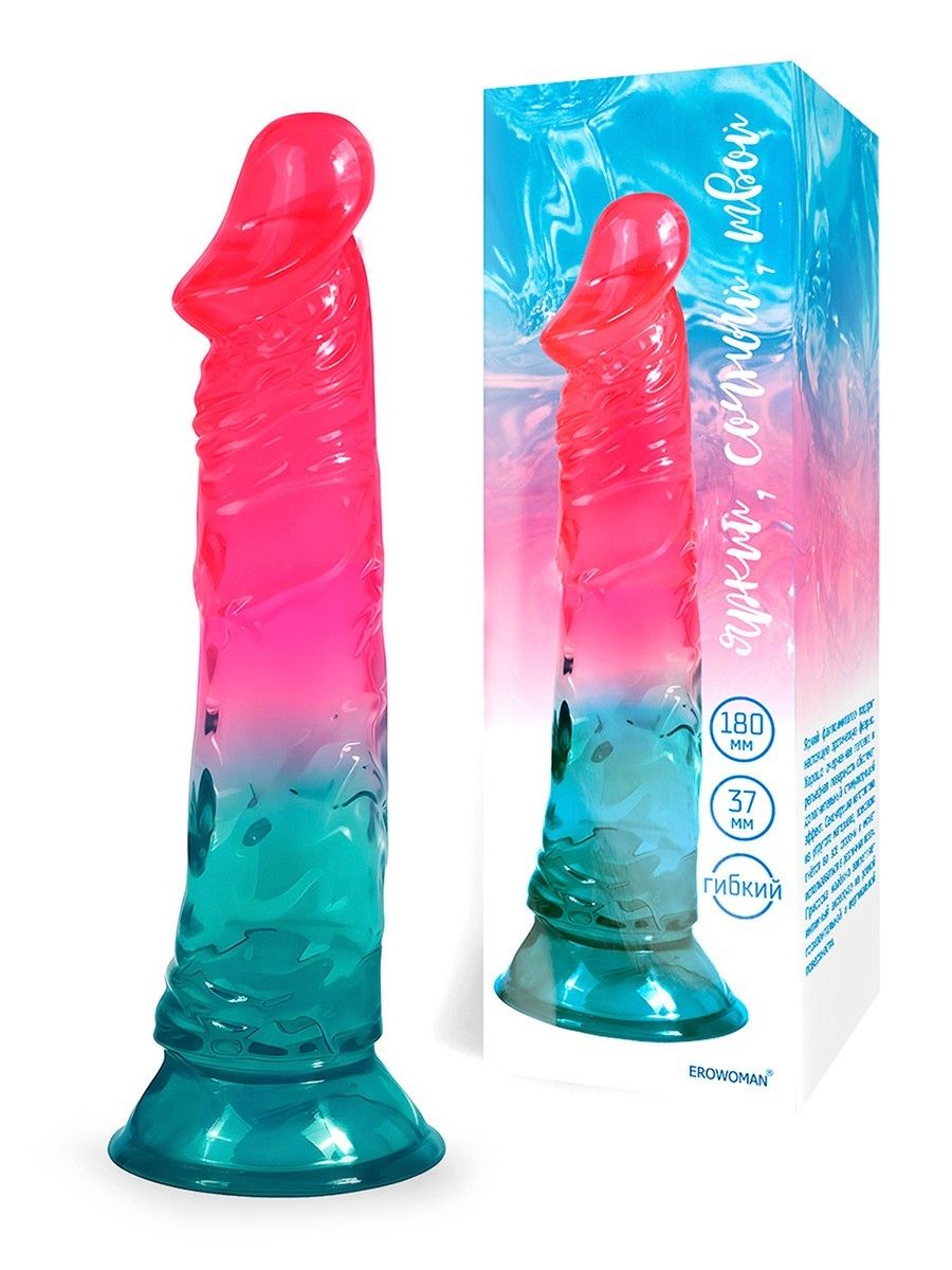 Яркий двухцветный фаллоимитатор с присоской - Erowoman-Eroman