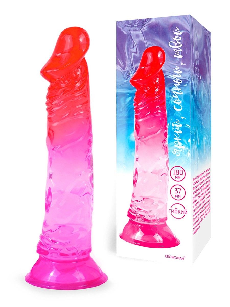 Яркий розово-красный фаллоимитатор с присоской - Erowoman-Eroman