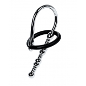 Серебристый уретральный плаг-бусины TOYFA Metal с мягким фиксириющим кольцом - ToyFa - купить с доставкой в Керчи