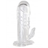 Прозрачная гелевая насадка с клиторальным отростком - 13 см. - Toyfa Basic - в Керчи купить с доставкой
