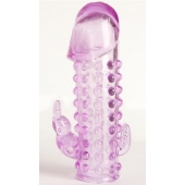 Закрытая фиолетовая насадка с 2 отростками - 13 см. - Toyfa Basic - в Керчи купить с доставкой