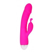 Розовый вибромассажер с отростком для стимуляции клитора - 22 см. - Erokay