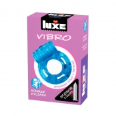 Голубое эрекционное виброкольцо Luxe VIBRO  Кошмар русалки  + презерватив - Luxe - в Керчи купить с доставкой