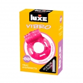 Розовое эрекционное виброкольцо Luxe VIBRO  Ужас Альпиниста  + презерватив - Luxe - в Керчи купить с доставкой