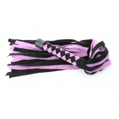 Черно-розовая плеть из замши - 58 см. - БДСМ Арсенал - купить с доставкой в Керчи