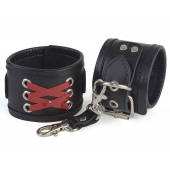 Кожаные наручники с декоративной лаковой шнуровкой - Sitabella - купить с доставкой в Керчи