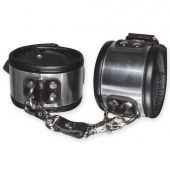 Эффектные серебристо-черные наручники с металлическим блеском - Sitabella - купить с доставкой в Керчи