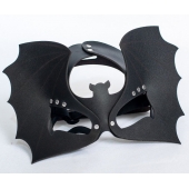 Черная кожаная маска на глаза  Летучая мышь - Sitabella - купить с доставкой в Керчи