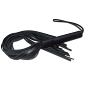 Чёрная кожаная плеть с жесткой ручкой - 63 см. - Sitabella - купить с доставкой в Керчи