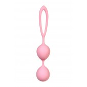 Розовые силиконовые вагинальные шарики с ограничителем-петелькой - A-toys