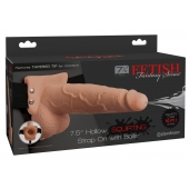 Телесный полый страпон с имитацией эякуляции 7.5  Hollow Squirting Strap-On with Balls Flesh - 21,6 см. - Pipedream - купить с доставкой в Керчи
