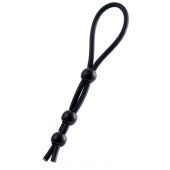 Черное лассо на пенис с тремя бусинами - A-toys - в Керчи купить с доставкой