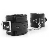 Черные наручники на металлических карабинах - Notabu - купить с доставкой в Керчи