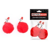 Зажимы для сосков с красным пушком - Notabu - купить с доставкой в Керчи