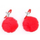 Зажимы для сосков с красным пушком - Notabu - купить с доставкой в Керчи