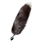 Серебристая металлическая анальная втулка с хвостом чернобурой лисы - размер S - ToyFa - купить с доставкой в Керчи