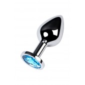 Серебристая конусовидная анальная пробка с голубым кристаллом - 8 см. - ToyFa - купить с доставкой в Керчи