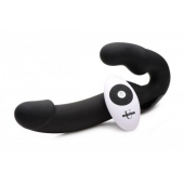 Черный безремневой страпон Urge Silicone Strap On с пультом ДУ - 24 см. - XR Brands - купить с доставкой в Керчи