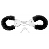 Меховые чёрные наручники Beginner s Furry Cuffs - Pipedream - купить с доставкой в Керчи