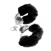 Металлические наручники Furry Love Cuffs с черным мехом - Pipedream - купить с доставкой в Керчи