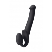 Черный безремневой страпон Silicone Bendable Strap-On M - Strap-on-me - купить с доставкой в Керчи