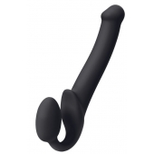 Черный безремневой страпон Silicone Bendable Strap-On M - Strap-on-me - купить с доставкой в Керчи