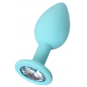 Мятная анальная пробка с прозрачным кристаллом Brilliant - 7 см. - ToyFa - купить с доставкой в Керчи