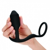 Черное эрекционное кольцо с анальным плагом Snug   Tug - b-Vibe - в Керчи купить с доставкой