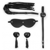 Эротический набор в черном цвете: маска, кляп, пэстисы, плётка - Notabu - купить с доставкой в Керчи