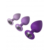 Набор из 3 фиолетовых анальных пробок со стразами Little Gems Trainer Set - Pipedream - купить с доставкой в Керчи