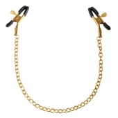 Чёрные с золотом зажимы на соски Gold Chain Nipple Clamps - Pipedream - купить с доставкой в Керчи