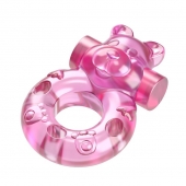 Розовое эрекционное виброкольцо на пенис Pink Bear - Baile - в Керчи купить с доставкой