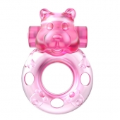Розовое эрекционное виброкольцо на пенис Pink Bear - Baile - в Керчи купить с доставкой