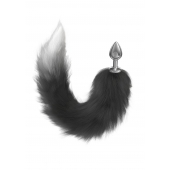 Серебристая анальная пробка с черным хвостом Galaxy - Lola Games - купить с доставкой в Керчи