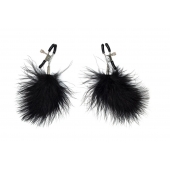 Зажимы на соски с черным пухом Euphoric - Lola Games - купить с доставкой в Керчи