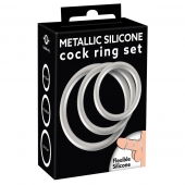 Набор из 3 эрекционных колец под металл Metallic Silicone Cock Ring Set - Orion - в Керчи купить с доставкой