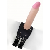 Черный узкий пояс на бедро с телесной насадкой - LOVETOY (А-Полимер) - купить с доставкой в Керчи