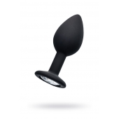 Черная анальная втулка с прозрачным стразом - 7,2 см. - POPO Pleasure - купить с доставкой в Керчи