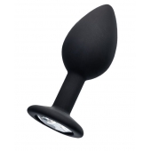 Черная анальная втулка с прозрачным стразом - 7,2 см. - POPO Pleasure - купить с доставкой в Керчи