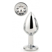 Серебристая анальная втулка с прозрачным кристаллом - 7,1 см. - Dream Toys - купить с доставкой в Керчи