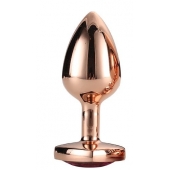 Золотистая анальная втулка с кристаллом-сердечком розового цвета - 7,1 см. - Dream Toys - купить с доставкой в Керчи