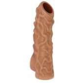 Телесная насадка с венками и открытой головкой Nude Sleeve L - 14 см. - KOKOS - в Керчи купить с доставкой