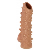 Телесная насадка с шипами и открытой головкой Nude Sleeve L - 14 см. - KOKOS - в Керчи купить с доставкой