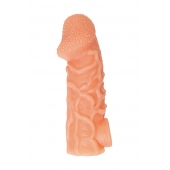 Телесная закрытая насадка с венками Cock Sleeve Size M - 15,6 см. - KOKOS - в Керчи купить с доставкой