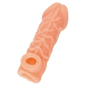 Телесная закрытая насадка с венками Cock Sleeve Size M - 15,6 см. - KOKOS - в Керчи купить с доставкой
