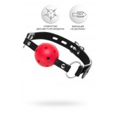 Красный кляп-шар на черных ремешках - ToyFa - купить с доставкой в Керчи