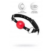 Красный кляп-шар на черных ремешках Anonymo - ToyFa - купить с доставкой в Керчи