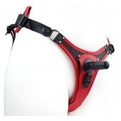 Красно-черный женский пояс с 2 способами крепления насадок - LOVETOY (А-Полимер) - купить с доставкой в Керчи