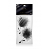 Зажимы на соски с черными пуховыми кисточками Sweet Caress Feather Nipple Clumps - Sweet Caress - купить с доставкой в Керчи