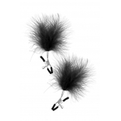 Зажимы на соски с черными пуховыми кисточками Sweet Caress Feather Nipple Clumps - Sweet Caress - купить с доставкой в Керчи